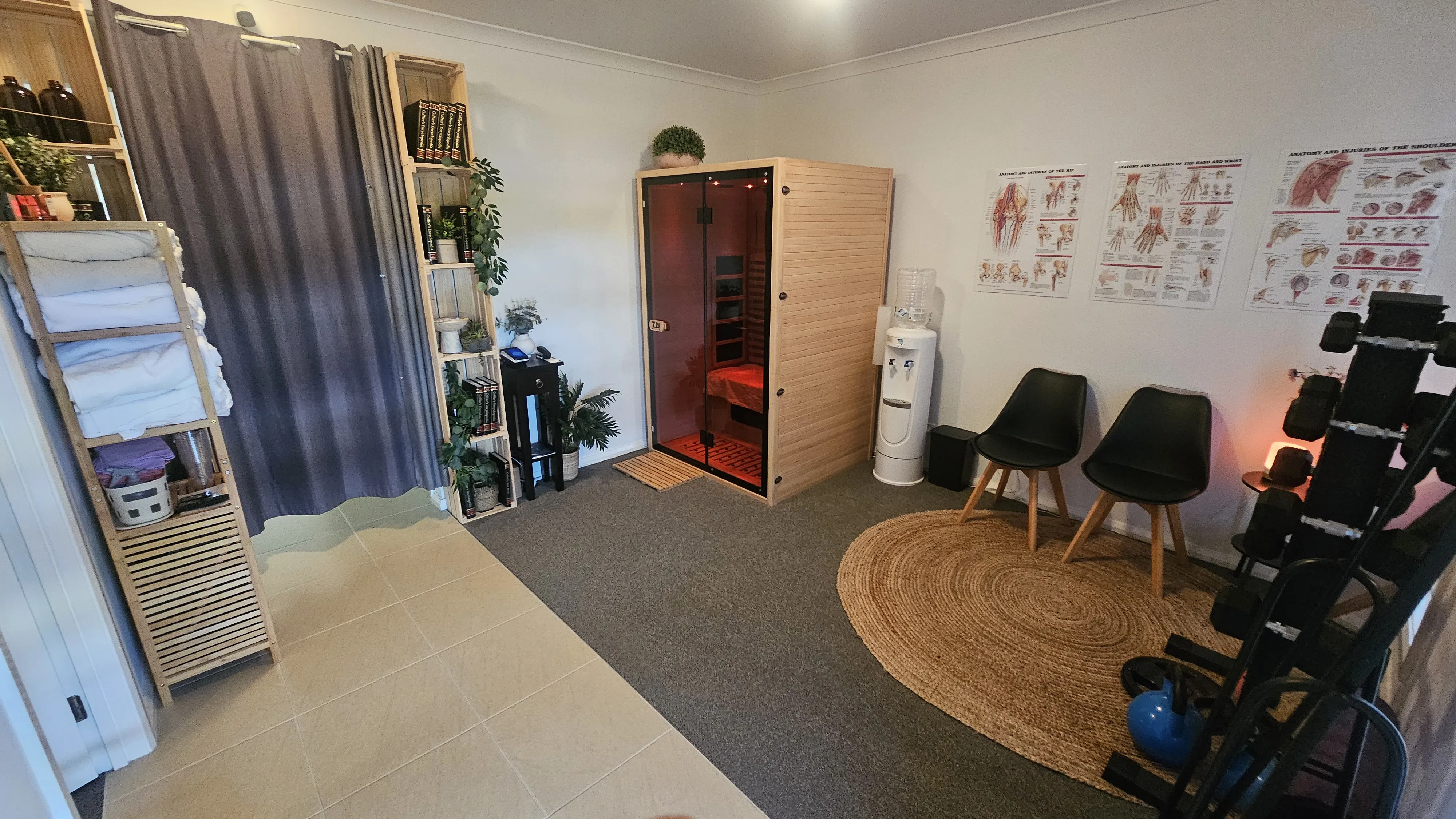 Waiting area and infrared sauna